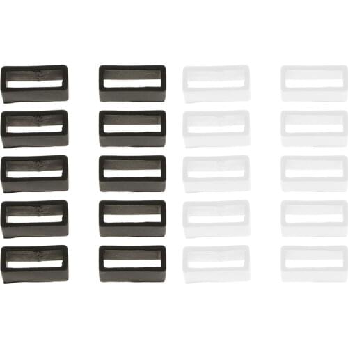 20pcs Rubber Watch Band Loops Watch Strap End Replacement Keeper Black White
