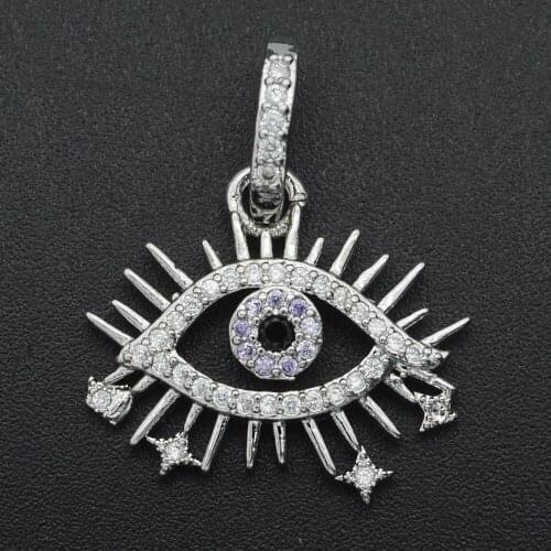 23x20mm 100% CZ Zircon DIY Jewelry Evil Eye Charm Pendant Wholesale Jewellwery Finding Supplies Jewellery Accessories