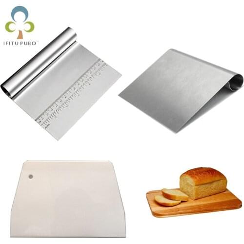 1/5Pcs plastic stainless steel baking scraper dough pastry spatula trapezoid pastry tool baking kitchen tools YJN