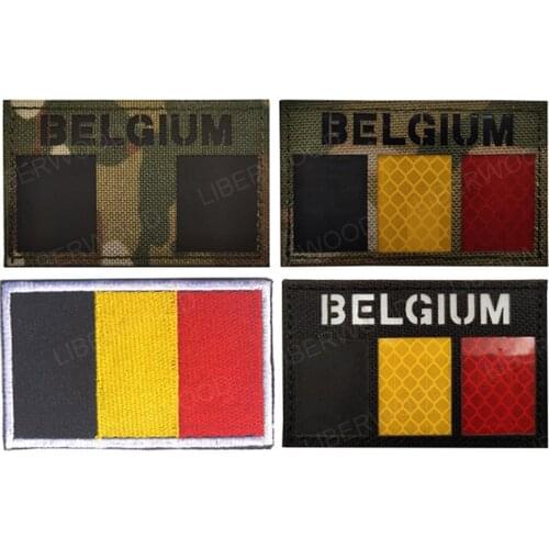 3D Belgium Flag Hook Loop IR Tactical Patch Emblem DIY Infrared Badge Armband for Clothing Backpack Hat Bag Sticker