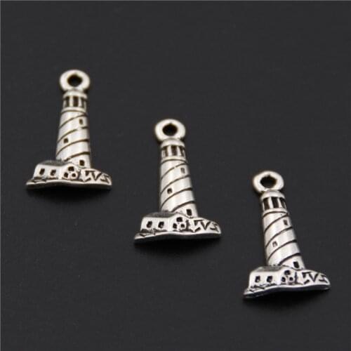 50pcs Silver Color Lighthouse Tower Charms Pendant Jewelry Making Diy Handmade Craft A2588