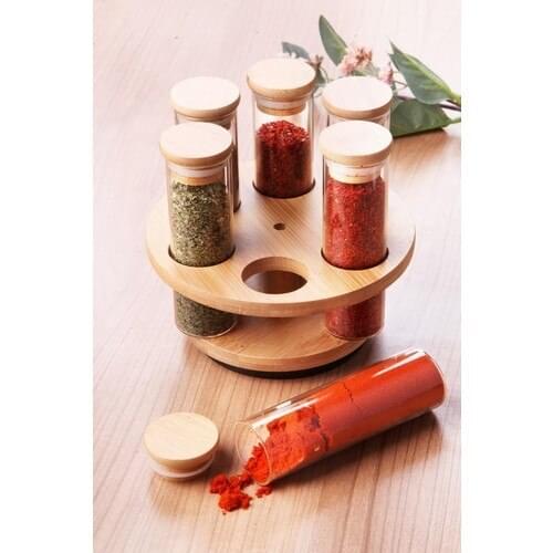 Balsa 7 Piece Rotating Bamboo Standing Spice