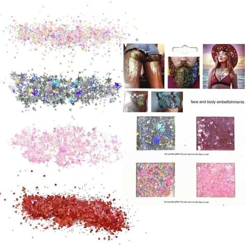 4 colors mixed baby color Inspired Eye Glitter Face Body Sequins Decorations Festival Body Dance Makeup Body Art