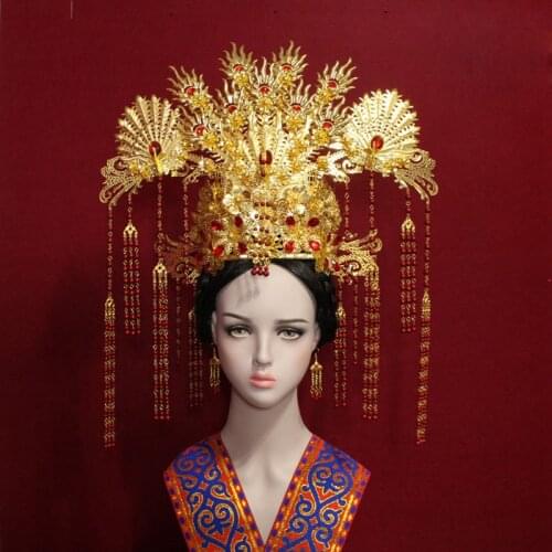 Big Wing Exaggerated Big Phoenix Hair Tiara for Ancient Chinese Empress Princess Wedding Hair Tiara for TV Play Photography Show