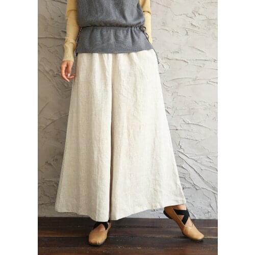 Women Loose Linen Pants Ladies Vintage Elastic Waist Ramie Full Length Trousers Female Spring Autumn Causal Plus Size Mujer