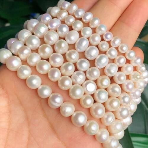 High Quality Natural Freshwater White Pearl Beads Oval Round Loose Beads For Jewelry Making DIY Woman Bracelet Necklace Findings
