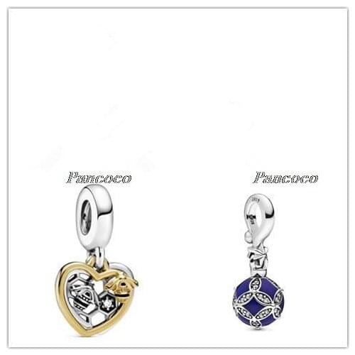 925 Sterling Silver Charm Blue Christmas Ornament Dangle Charm Beads Fit Women Pandora Bracelet & Necklace Jewelry