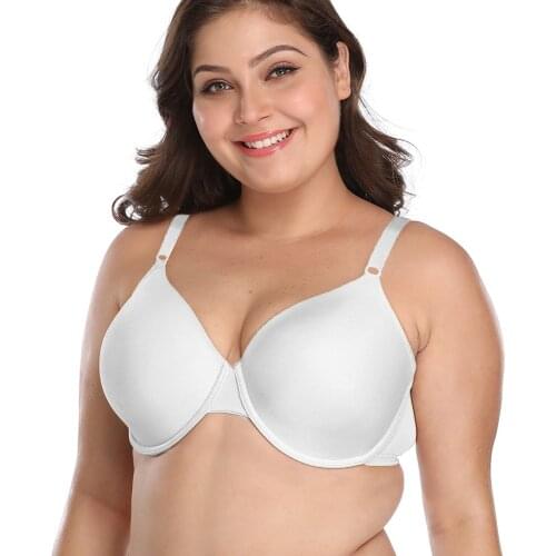 Womens Sexy Smooth Seamless Essential Normal Padded Push up Underwire Full Coverage T-shirt Bra B C D DD DDD E F Cup Plus Size