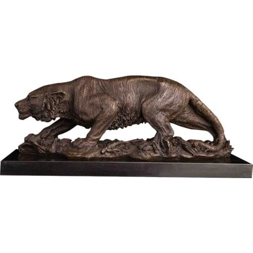 DW001 Indoor Decoration Bronze Tiger Statue Wild Animal Tigress Sculpture Chinese Zodiac Copper Figurine Statuette Business Gift