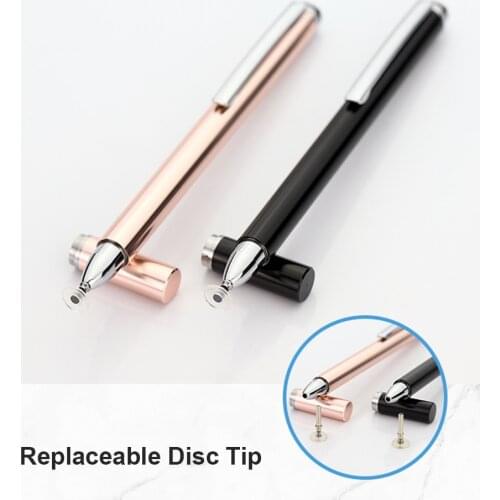 Disc Stylus Pen Touch Screen Disc Stylus Pen Capacitive Touch Screen Stylus Silver Magnetic Clip + Magnetic Cap