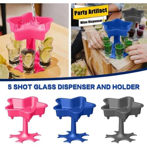 Party Home Dispenser Drinking Tools 5 Shot Glass Wine Dispenser Holder Drink Cocktail Carrier Champagne Filling for Bar