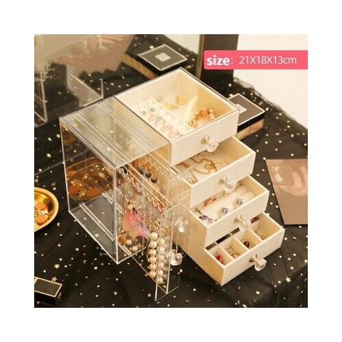 Cosmetic Storage Box Jewelry Storage Box Make-up Organizer Lipstick Stand Earrings Display Stand Drawer Transparent Acrylic