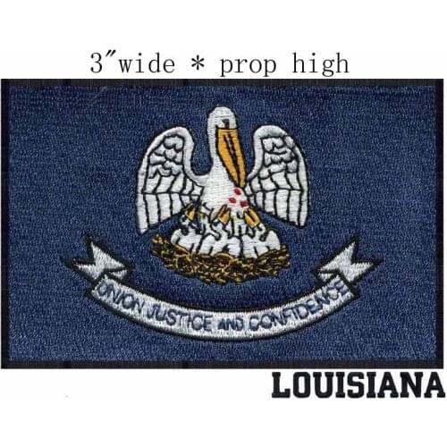 Louisiana Flag 3" wide embroidery patch for TEAM/beaded lace applique/goose