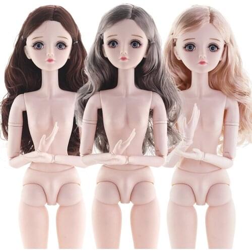 1/3 BJD Dolls Large 60cm Doll with Beautiful Hair Head Female Body Moveable 22 Joints 3D Real Eyes DIY Nude Body Toys For Girl