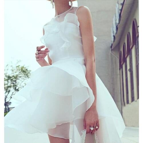 Summer Party Dresses New Women Romantic Ruffles Bride White dress for girls High Quality Clothing Free Shipping