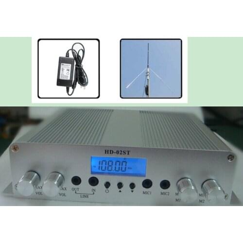 LCD Screen MP3 Player Adjustable Wide Frequency Range 88~108 Mhz FM Stereo Transmitter HD-02ST + Power supply + GP antenna