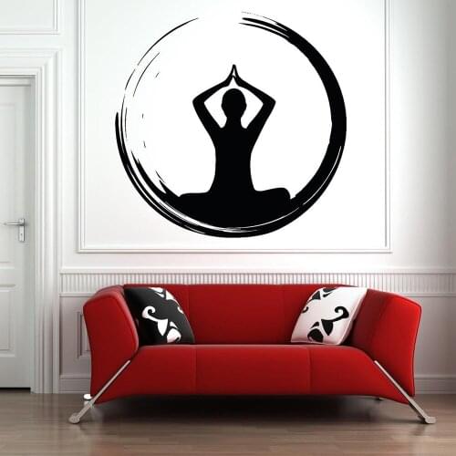 Yoga Wall Decal Yoga Pose Lotus Mandala Wall Decor Vinyl Buddha Wall Stickers for Yoga Studio Home Bedroom Decor Wallpaper C545
