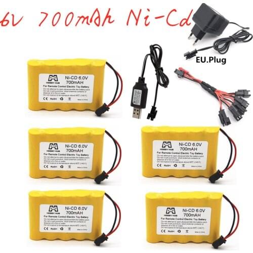 6v 700mah NiCD Battery + 6v Charger For Rc toys Car Boats Guns Truck Trains Robots Spare Parts NI-CD AA 6v Rechargeable Battery