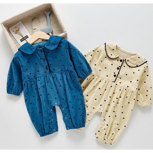 MILANCEL 2021 Autumn New Baby Clothes Long Sleeve Corduroy Dot Rompers Turn Down Collar Outwear