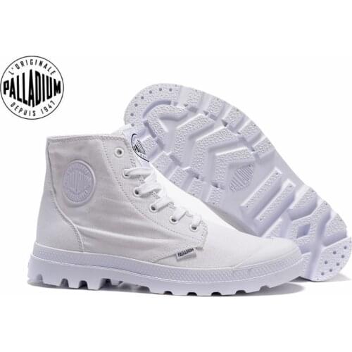 PALLADIUM PAMPA HI ORIGINALE TC Sneakers all white Classic Canvas Shoe Ankle Boots Fashion Casual Shoes 40-44