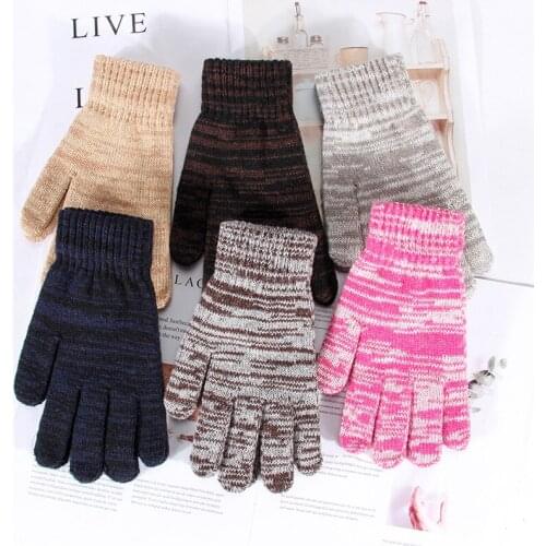 Gloves Womens Winter Autumn Warmth Adult Students Knit Office Cycling Pure Color Soft Elastic Driving Mens Gloves