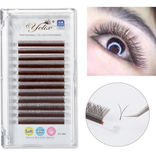 Yelix Brown Y Shape Eyelash Extension 0.05 C Soft cilios yy individual Lashes Mix Lash Extension Supplies False Eyelashes