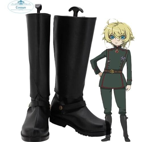 Youjo Senki: Saga of Tanya the Evil Tanya von Degurechaff Cosplay Boots Black Shoes Custom Made Any Size