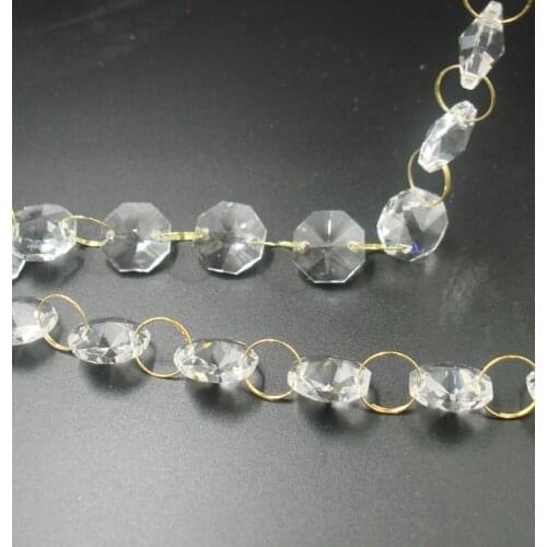 Bead Strand Curtain 50meters/Lot With Golden Metal Rings Crystal Garland Strands Wedding Christmas Crystal Bead Chain
