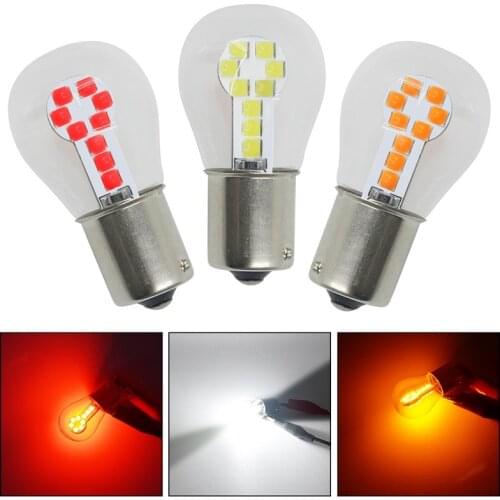 1pcs Led 1156 BA15S P21W Led 1157 BAY15D Led Bulbs 3030 18SMD Car Brake Reverse Lights DRL Turn Signal Lamp 12V White red yellow