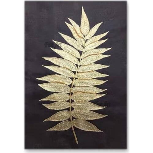 Heavy Gold Foil Acrylic Texture Art Hand-painted Abstract Golden Leaf Paintings Picture Wall Canvas Art Unframed Oil Painting