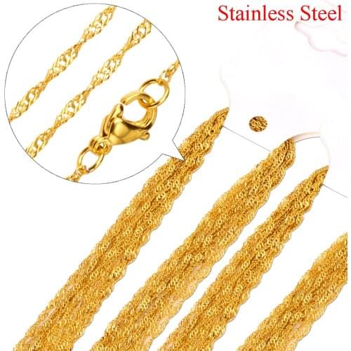 Wholesale 10pcs/lot Stainless Steel Water Wave Chains Lobster Clasp Necklace For DIY Jewelry Making Findings Accessory