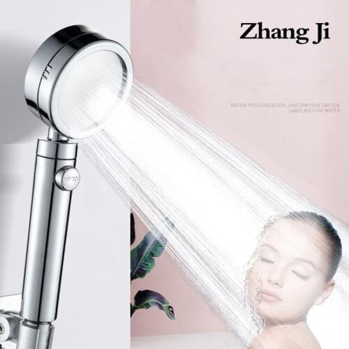 Zhangji plating 3 modes with Switch button shower head Plating Adjustable bathroom handled newly high pressure shower head