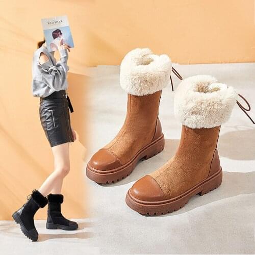 Flat-heel snow boots women 2020 new Martin boots short-tube winter plus velvet warm mid-tube low-heeled cotton shoes
