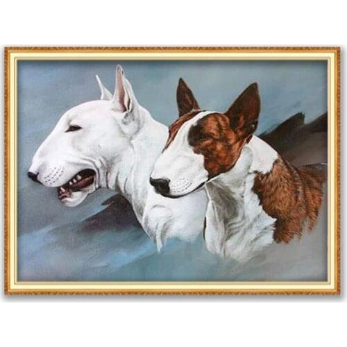 Animal Dog Terrier DIY Cross Stitch 11CT Embroidery Kits Needlework Craft Set Cotton Thread Printed Canvas Home Decoration Hot