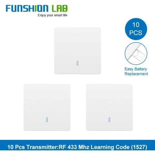 FUNSHION 10pcs 433MHz Universal Wireless Remote Control 86 Wall Panel RF Transmitter Receiver 1 2 3 Button For Home Light Switch