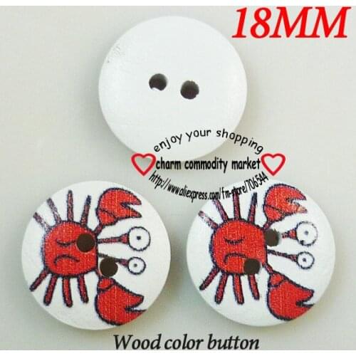 100PCS 18MM Crab stripe painting wooden buttons sewing clothes boots coat accessories MCB-584