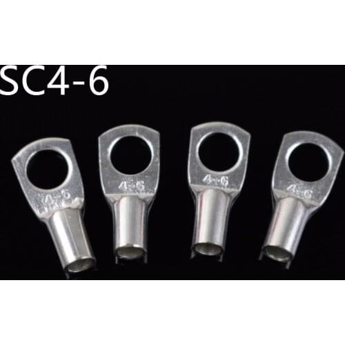 100PCS SC4-6 Tin Plated Copper Cable lugs Terminal Connector Copper cable terminal Snapshot