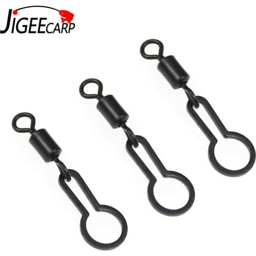 JIGEECARP 20PCS Carp Fishing PVA Bag Swivels Clips Lure Fishing Rolling Swivel Matt Black Quick Change Connector Terminal Tackle
