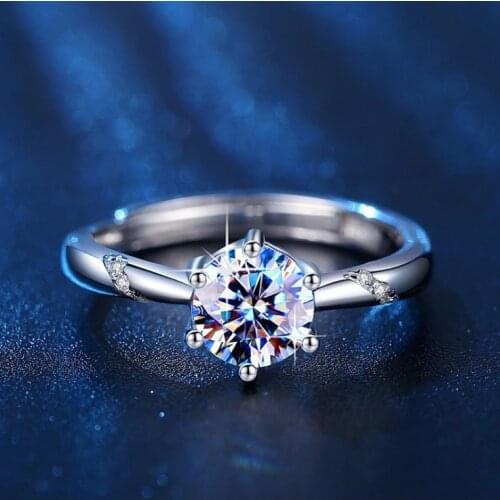 2021 Classic popular couple Moissan diamond wedding ring temperament fashion crystal from Swarovskis 1 carat ring hot sale