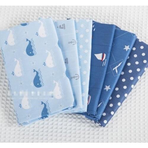 6pcs/set Ocean style Printed Cloth Cotton Patchwork Fabric DIY Sewing Quilting Material For Handmade Baby&Children Sheets Dress
