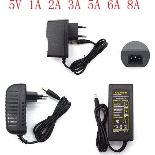 LED Power Adapter 5V 1A 2A 3A 5A 6A 8A Source Power Supply Lighting Transformer 220V To 5V Volt AC Adapter SMPS US EU UK AU Plug