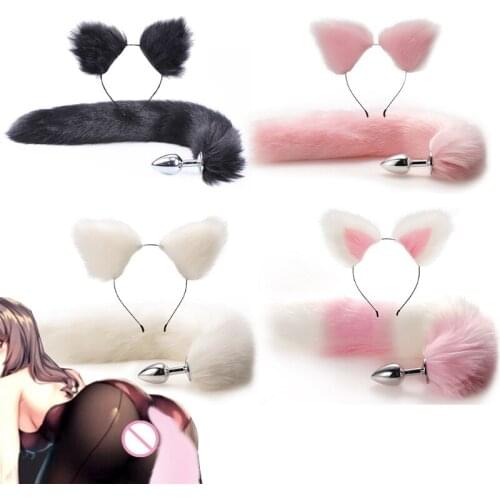Anal Sex Toys Fox Tail Butt Plug Set With Hairpin Anal Kit Anal Butplug Tail Prostate Massager Anal Plug For Couples Cosplay