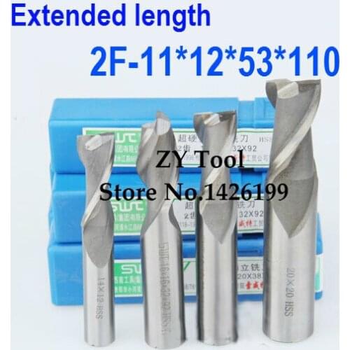 Free shipping 2pcs 11.0mm 2 Flute HSS & Extended Aluminium End Mill Cutter CNC Bit Milling Machinery tools Cutting tools