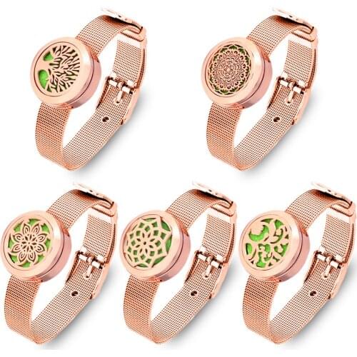 Essential Oil Diffuser Bracelet Aromatherapy Bracelet Jewelry Stainless Steel Locket Stainless Steel Clasp Strap