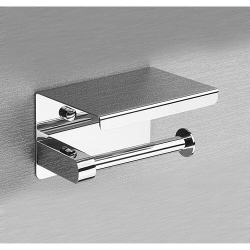 SUS 304 Stainless Steel Toilet Paper Holder with Phone Shelf, Bathroom Tissue Holder Toilet Paper Roll Holder bathroom