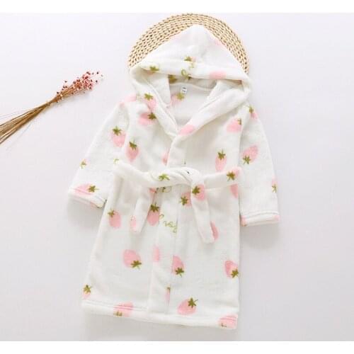 Kids Bathrobe Flannel Child Boys Girls Beach Bath Robe Sleepwear Winter Bathrobes Velvet Warm Clothing Pajamas Children 1-8years