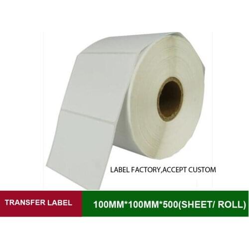 Ink printing labels 100*100mm*500pcs provide custom printing barcode label with logo for shiping mark