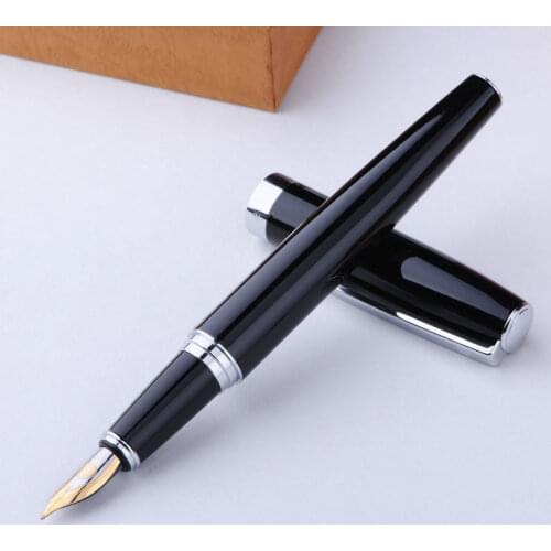 Hero382 Fountain Pens Silver Clip Metal Fine Nib 0.5mm Ink Pen with Original Gift Box School Office Supplies Gift Stationery