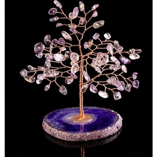 Crystal Fortune Tree Lucky Crystal figurine agate piece Fengshui pure Handmade Crafts Home Furnishings Birthday Gifts Wedding