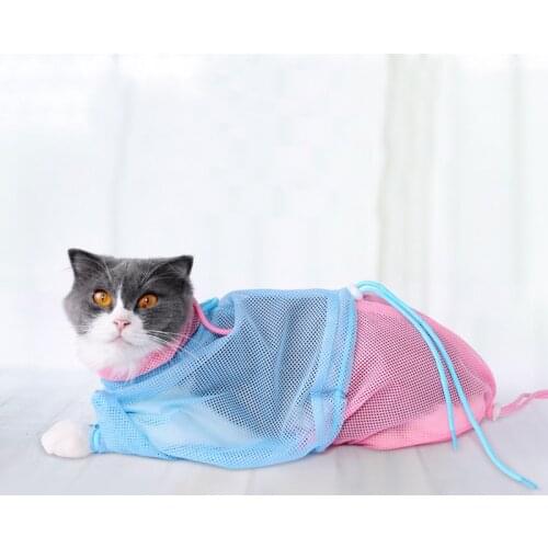 IdYllife Cat Grooming Bag Washing Shower protection Mesh Cat Accessories Anti Bite Washing Bags For Cat Bathing Nail Trimming